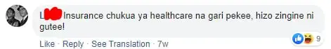 A facebook comment on types of insurance that make sense in Kenya
