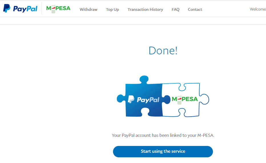 Done! You have completed the process to link PayPal account to M-PESA account