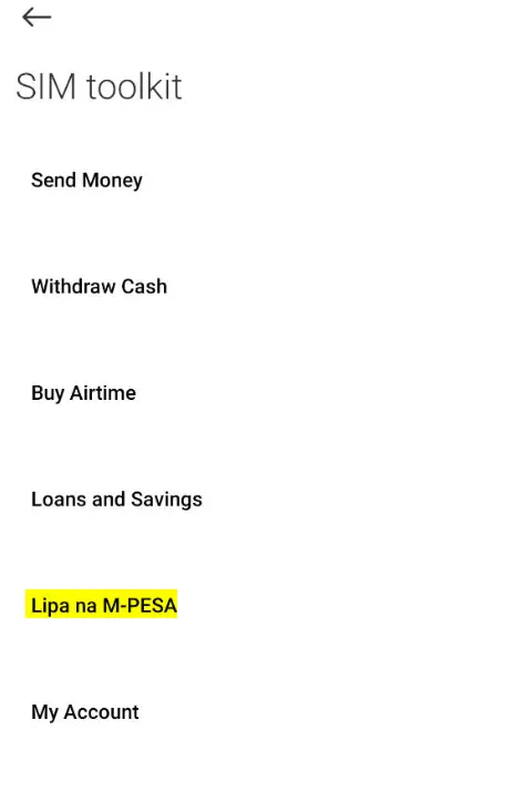 Go to M-PESA app and Select Lipa na MPESA