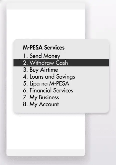 Select the Withdraw Cash option