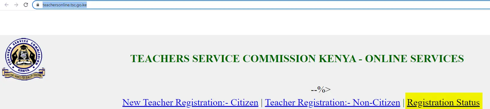 Teacher Registration option on the teachers service commission (tsc) recruitment portal