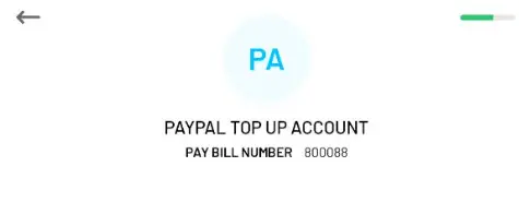 The PayPal PayBill number is 800088 and should be entered as the business number when you Select Lipa na M-PESA in the M-PESA app