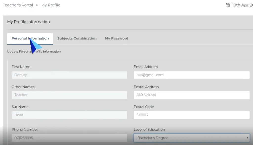 Update bio info in the TSC TPAD account