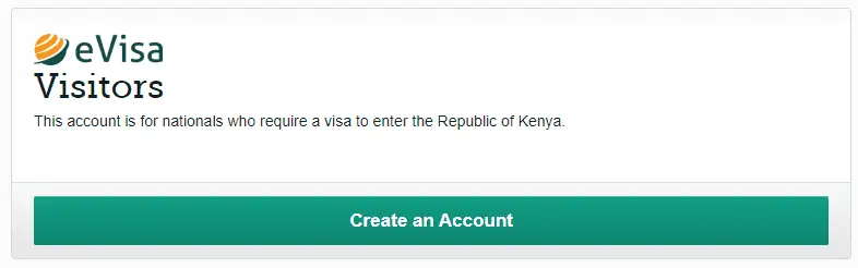 The eCitizen portal option for eVisa Visitors to get into the Republic of Kenya