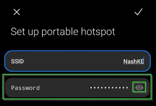Go to the Mobile Hotspot Password option