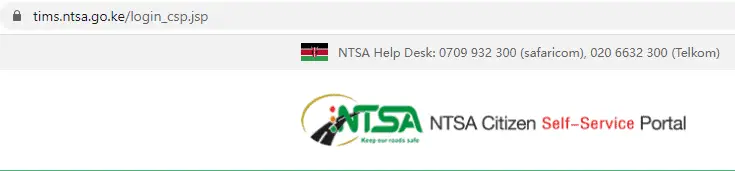 Link to enter in browser to open the Kenya NTSA TIMS website https://tims.ntsa.go.ke/login_csp.jsp