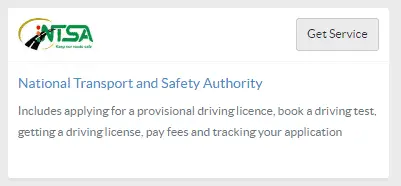 National Transport and Safety Authority (NTSA) option under the ecitizen website