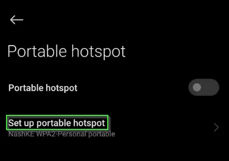 Tap on the Set up portable hotspot option of your android phone