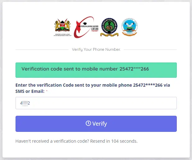 Enter Verification code to complete HEF Portal Application
